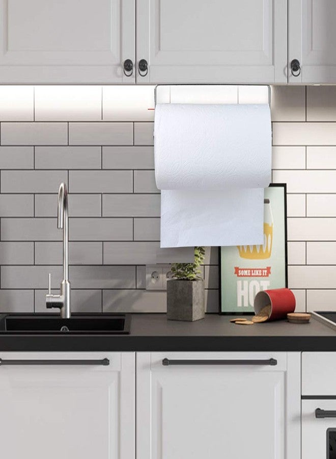 PHUNAYA Under Cabinet Paper Towel Holder Wall Mount for Home Kitchen,Stainless Steel for Large Rolls-Chrome - Image 2